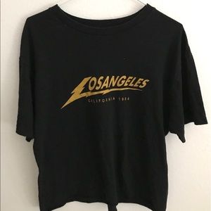 Los Angeles Black Brandy Melville Cropped Tee